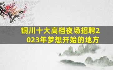 铜川十大高档夜场招聘2023年梦想开始的地方